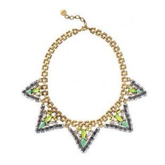 Stella & Dot Palmia Rhinestone Encrusted Green Hematite Statement Necklace - Picture 9 of 10